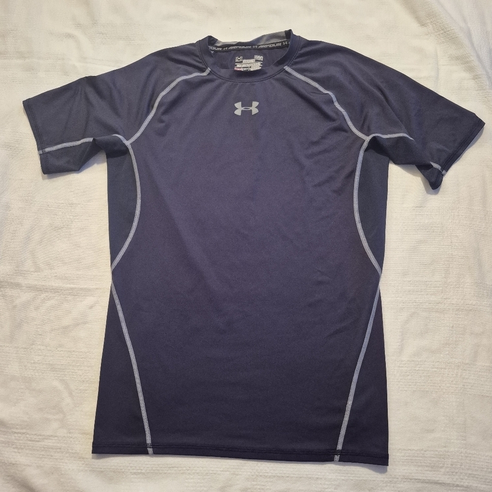 Under Armour men's Large Navy Compression short sleeve shirt VGUC